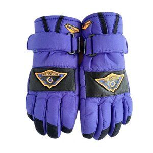 Snow Ski Gloves Nylon Cow Hide Leather Waterproof